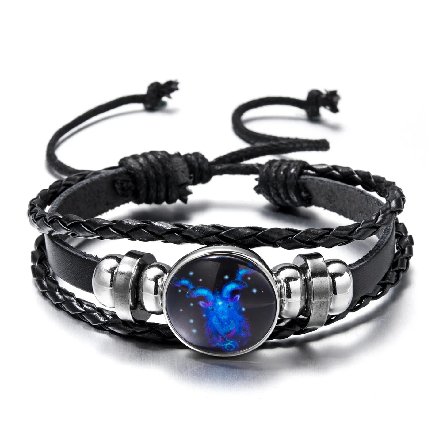 Luminous 12 Zodiac Constellation Sign Braided Couples Leather Bracelet For men Black Rope Charm Party Grow in the dark Jewelry