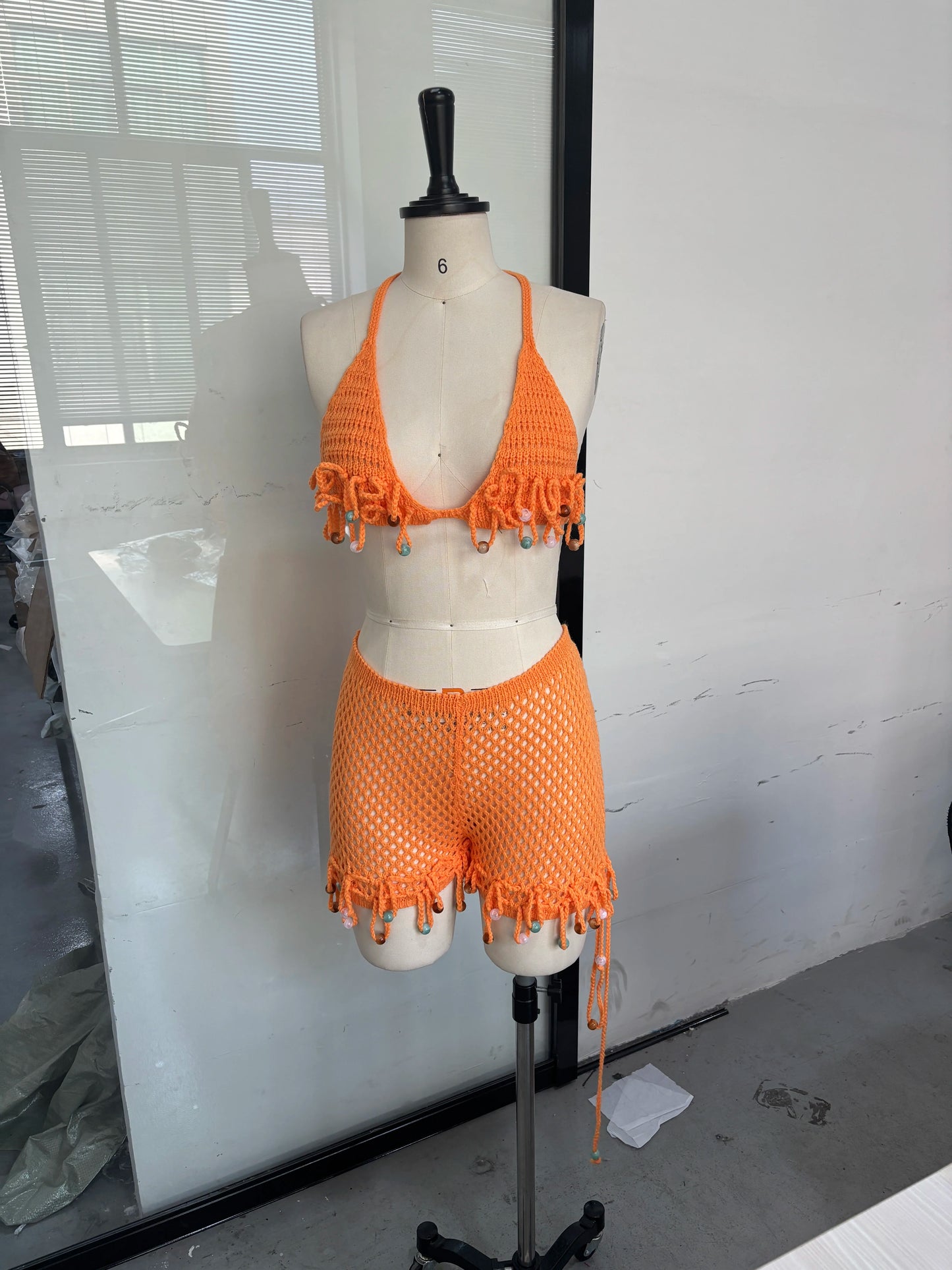 Sexy Beach Knit Women's Sets Crochet Flower Bikini Mini Skirt Female Suits 2025 Summer Halter Sleeveless Backless Top Skirts Set