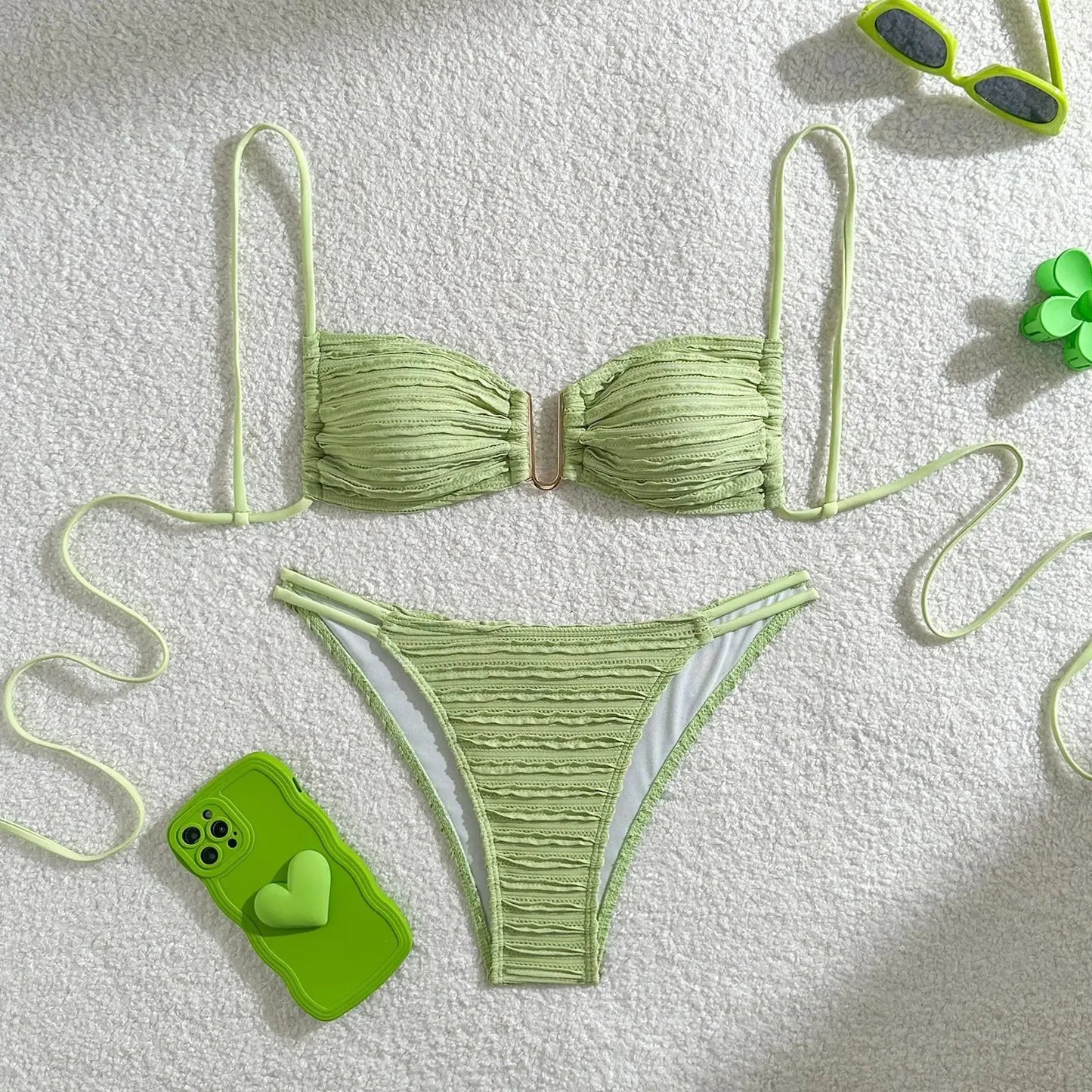Sexy Bikinis Bathing Suit Women Sexy Lace Up Backless Hollow Out Thong Split Micro Bikini Summer 2025 New Spice Girl Beachwear