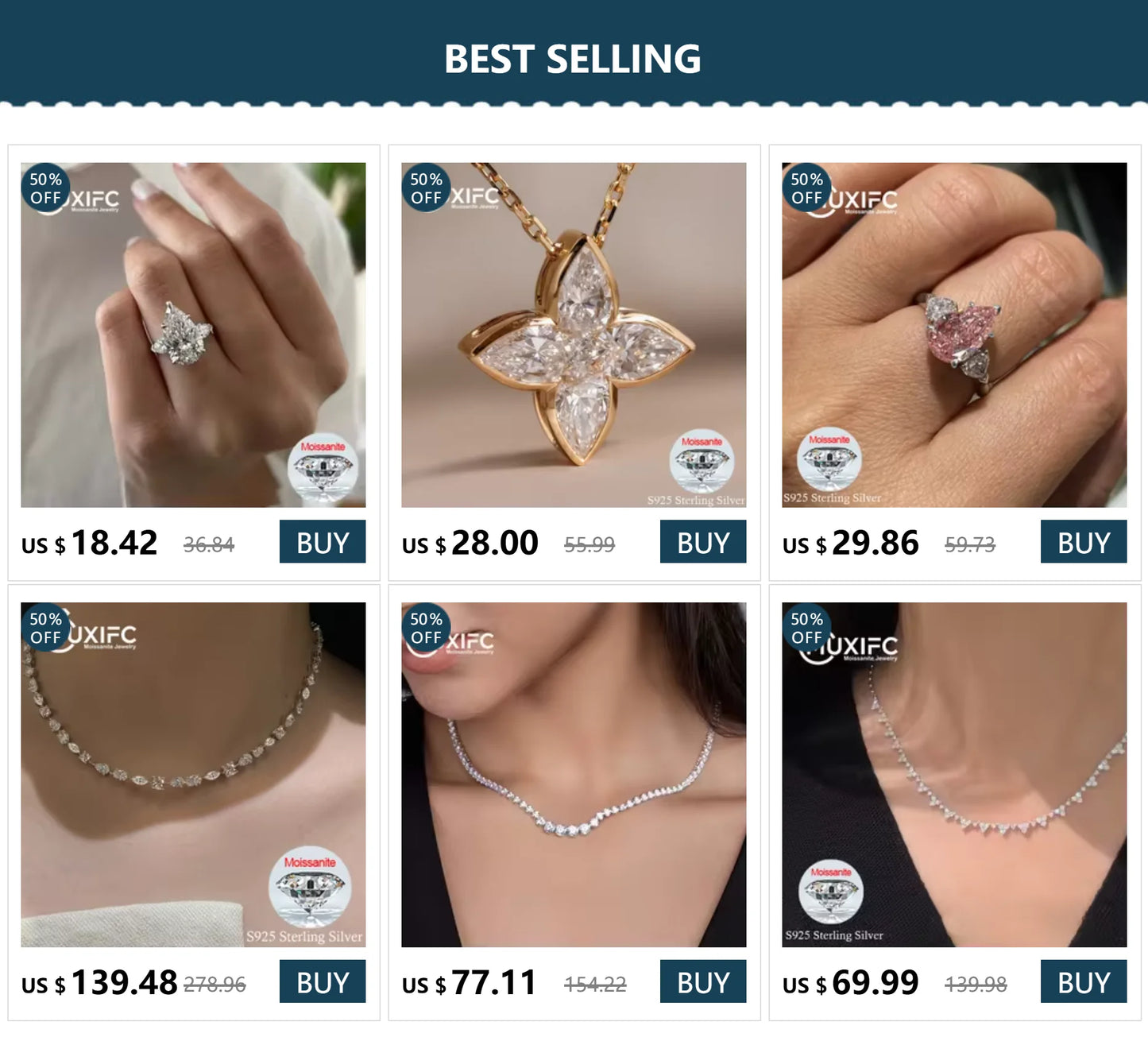 MUXIFC Transparent Fishing Line Moissanite Engagement Ring for Women S925 Silver GRA Pink Blue Diamond Ring Wedding Band Jewelry