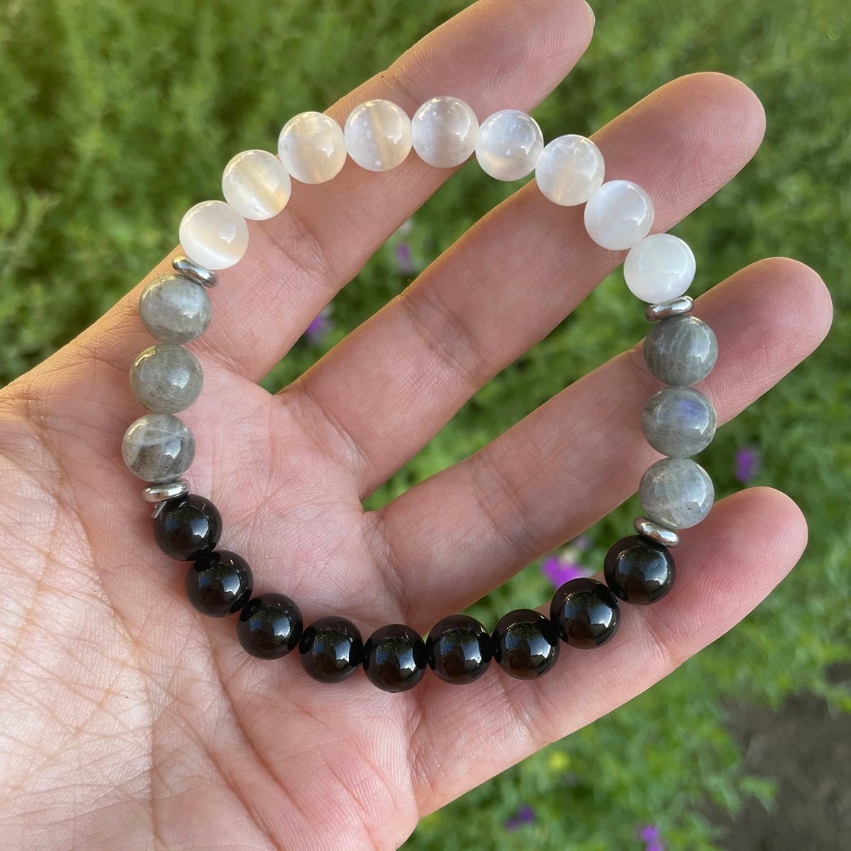 Protection Bracelet from negative energy, Tourmaline Labradorite Bracelet, Natural stone Bracelet, Good Gift for Women/Men, 1pc