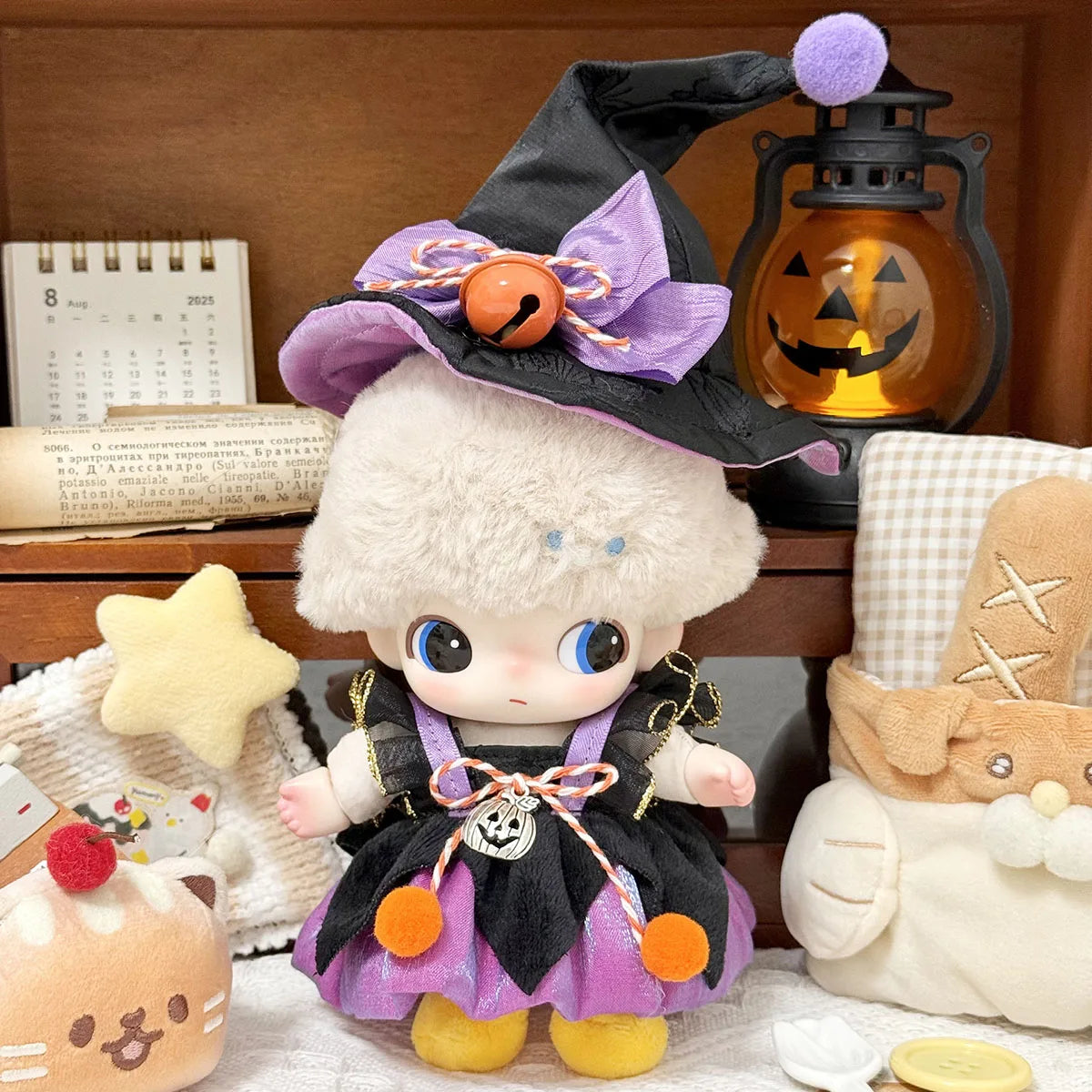 Halloween Witch Outfit for 15/17cm Labubu Doll's Clothes Starry Night Spooky Costume Outfit Accessories Gifts
