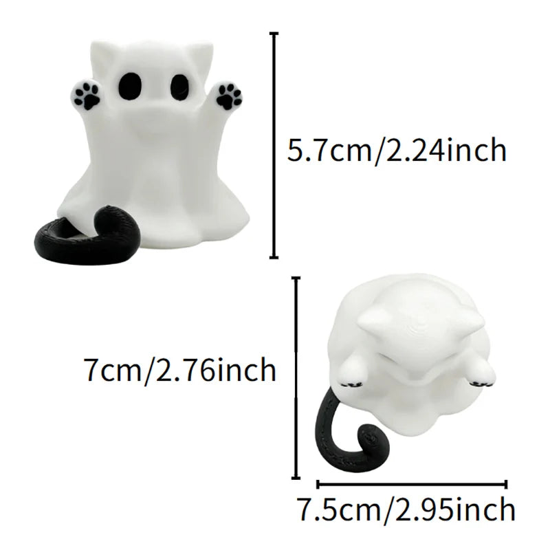 Mini Kitten Ghost Ornaments Halloween Feeling,Afraid of Cute Desktop Atmosphere Send Girlfriend Cat Gift Home Decoration Crafts