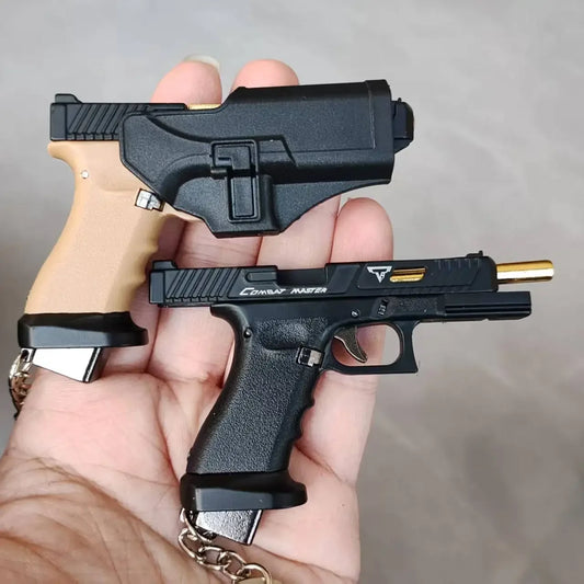 1:3 G34 Miniature Pistol Model With Holster Metal Toy Gun Detachable DIY Semi-alloy Keychain Pendant Ornaments Children Toy