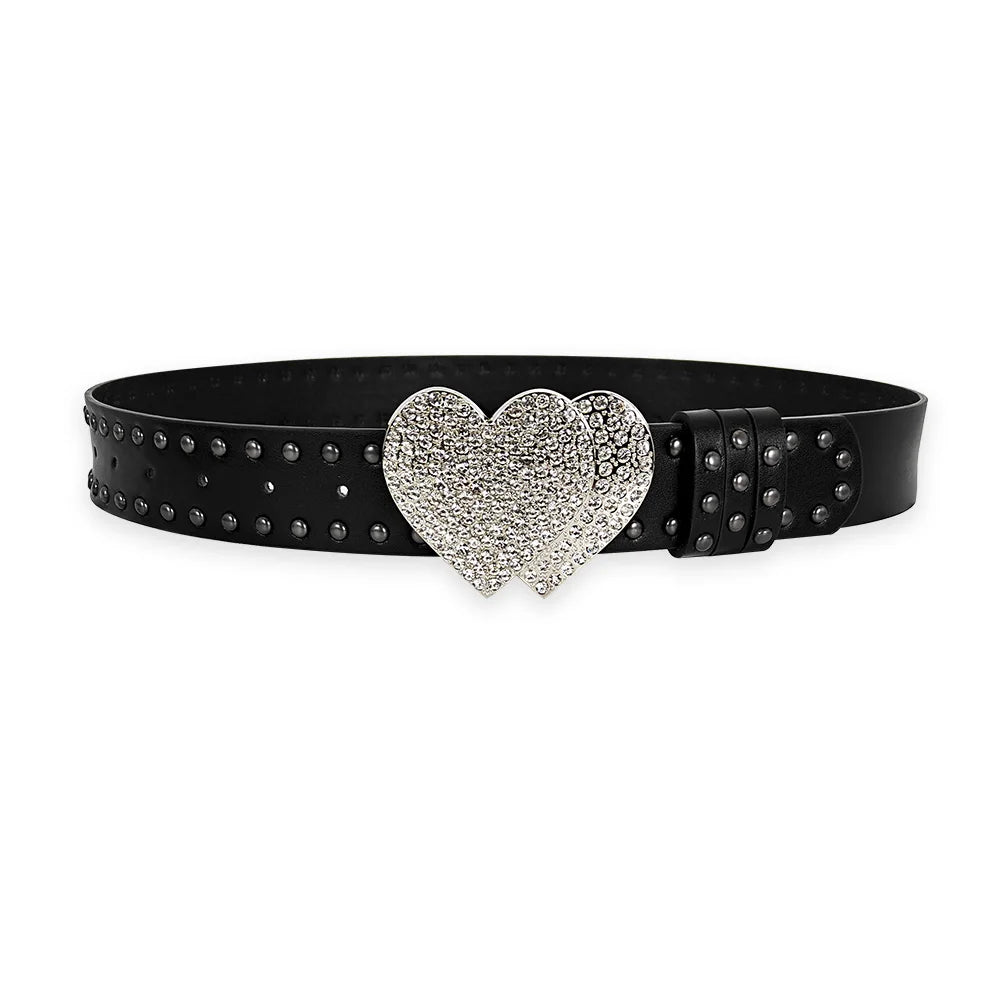 Unisex Jeans Belt sword red heart Gothic Y2k Fashion Belts For Women Designer Luxury Black Rivet Punk Accessory Men's Belt Male
