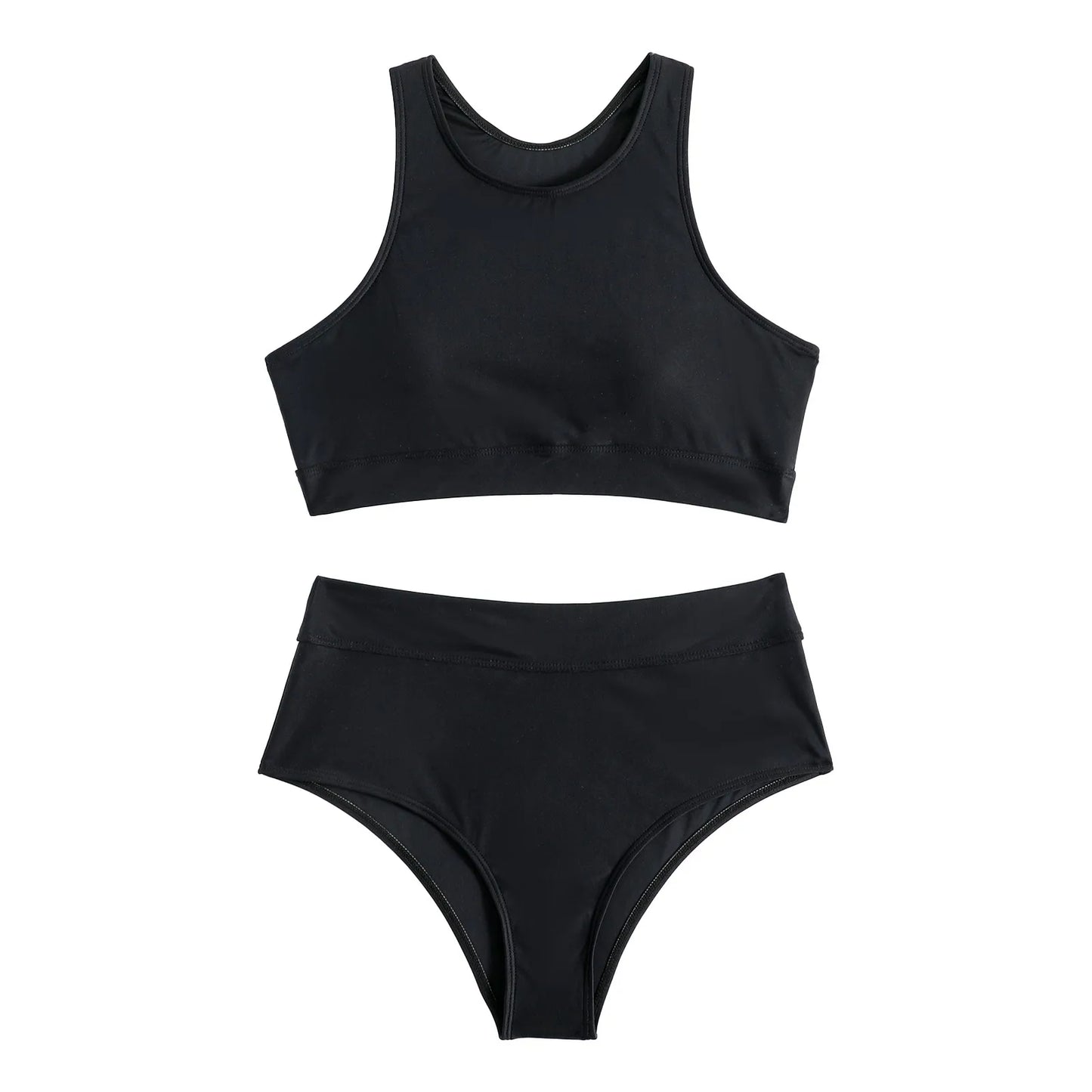 Women'S Solid Color Tank Top Swimsuit Ladies Split High Waist Swimsuit Two-Piece Set Traje De BañO Mujer Biquinis Feminino
