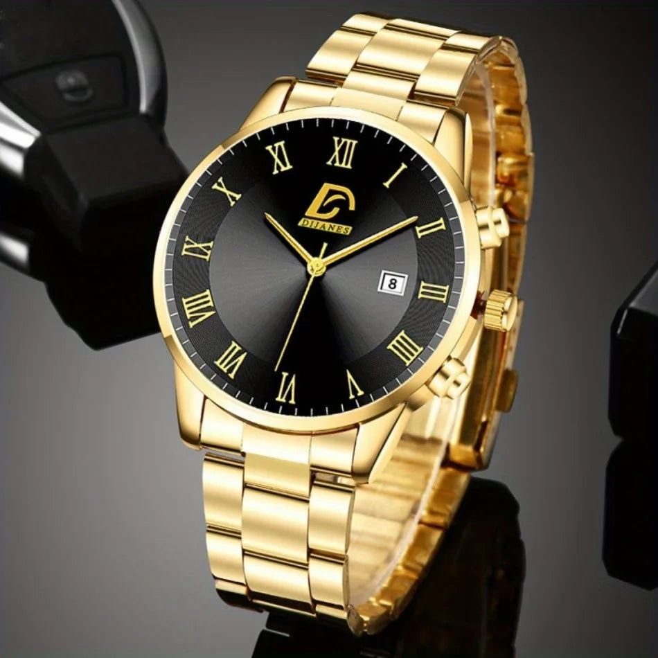 5 Pcs/set of Casual Fashion Quartz Watch Set, Two Watches, Three Pieces of Wear Jewelry, Wear Comfortable, Fashion Accessories