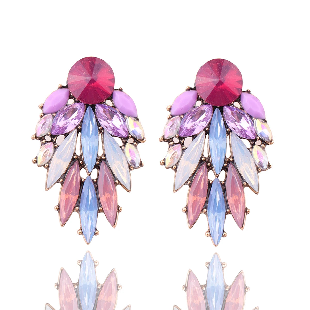 Elegant Tree Shape Acrylic Opal Stone Stud Earrings Statement Women Piercing Earrings 2019 New Trendy Jewelry Gift