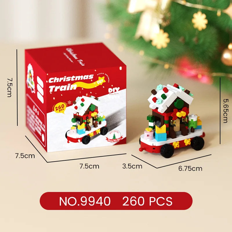 christmas train santa claus moc building blocks toys construction set for girls christmas tree decorations micro building blocks