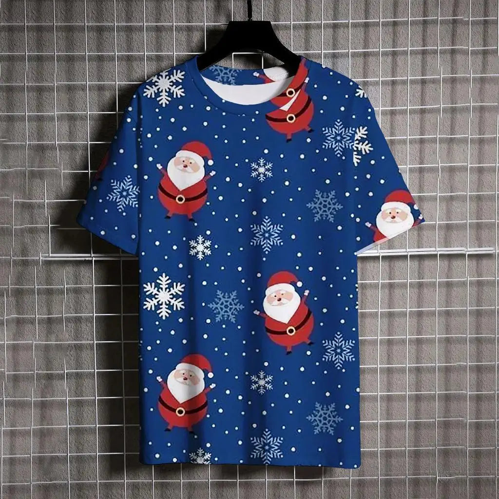 Kids Clothes Cartoon Christmas Santa Claus T Shirt Casual Short Sleeve T Shirts for Boys Girls 2-10y Christmas Gift for Children