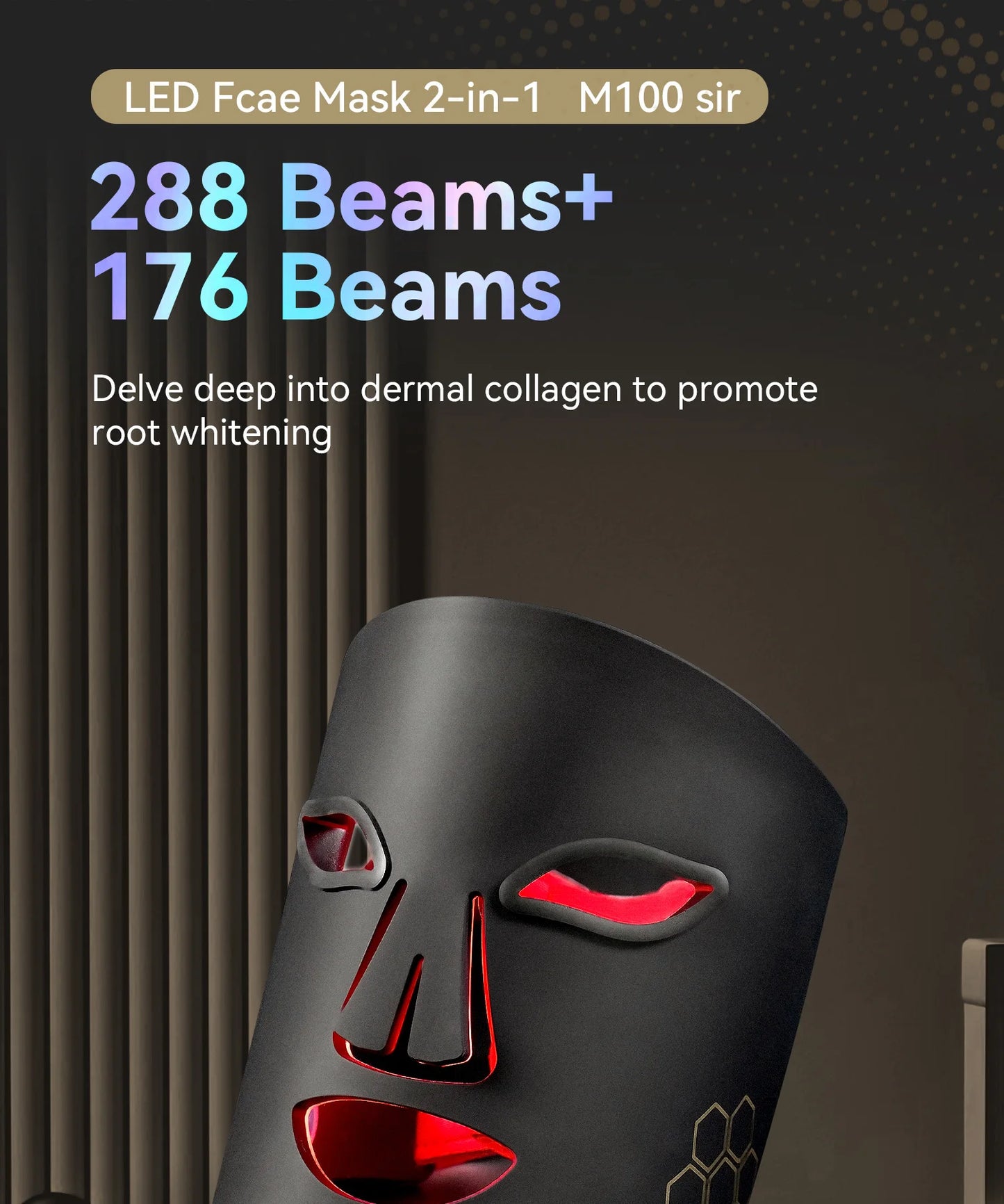 Hello Face Rechargeable Red Light Therapy Mask for Face & Neck  Infrared LED Mask Skincare Device for Glowing Skin