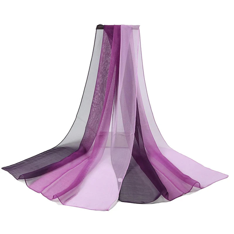 50*160CM Fashion Women Chiffon Gradient Scarf Shawl Luxury Elegant Lady Versatile Sun Protection Decorate Scarves Headscarf
