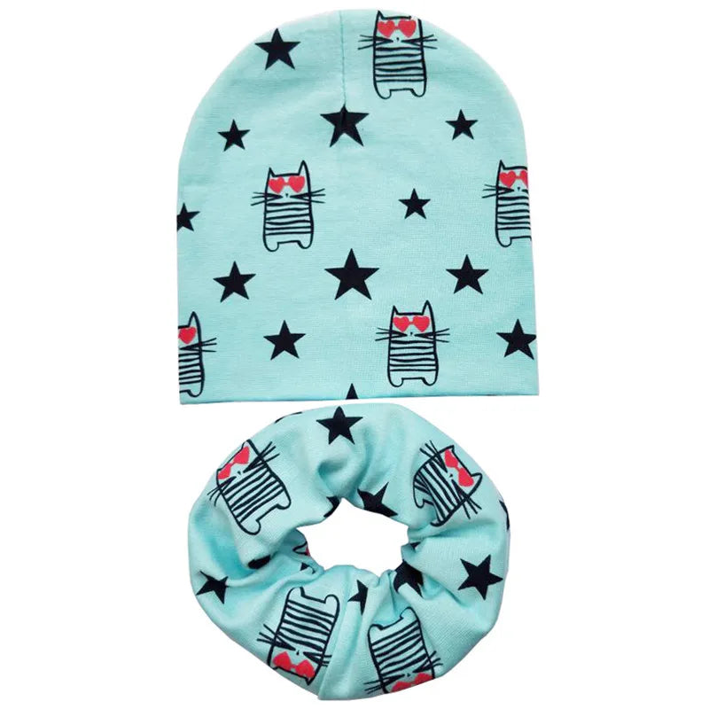 Star Print Cotton Baby Hat Autumn Winter Baby Girls Hat Boys Cap Toddlers Infant Cap Scarf Children Bonnet Hats