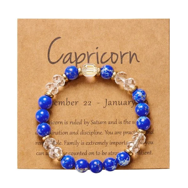 Fashion 12 Zodiac Crystal Beaded Bracelet Aries Taurus Gemini Cancer Leo Virgo Libra Scorpio Aquarius Pisces Women Jewelry Gift