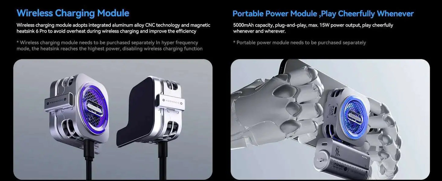 Redmagic Cooler 6 Pro Radiator Magnetic Fan Cooler 30W VC Liquid Cooling RGB LED AI Temperature Control For Tablet Mobile Phone