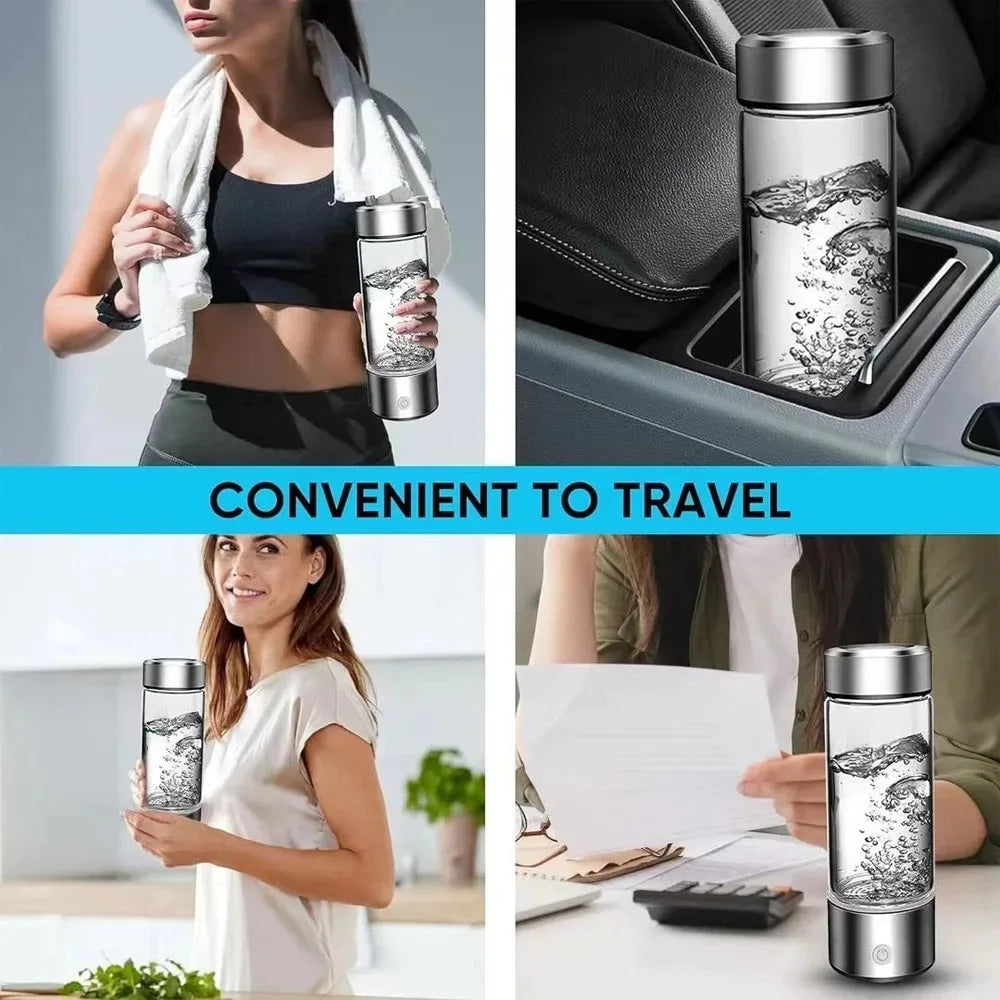 Hydrogen-Rich Water Cup Electric Water Generator Bottle Dual Chamber Filter Cups Antioxidant Water Bottle Titanium Quality Glass