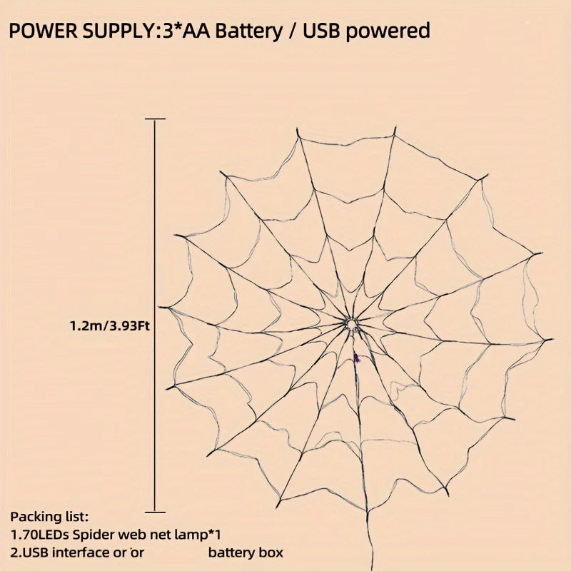 Halloween Window Decorations Purple Spider Web String Lights with 70 LEDs Battery Powered Remote Control 8 Modes for Party Decor