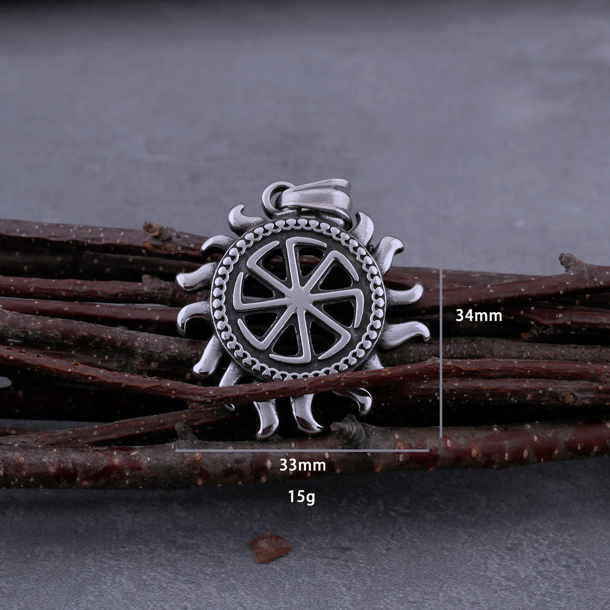Men's Stainless Steel Vintage Sun Wheel Necklace Unique Pagan Slavic Symbol Amulet Biker Pendant Necklace Sun Symbol Jewelry