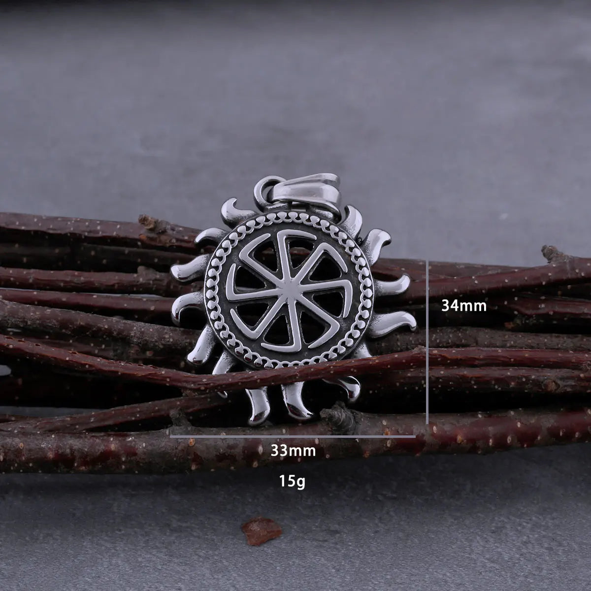 Men's Stainless Steel Vintage Sun Wheel Necklace Unique Pagan Slavic Symbol Amulet Biker Pendant Necklace Sun Symbol Jewelry