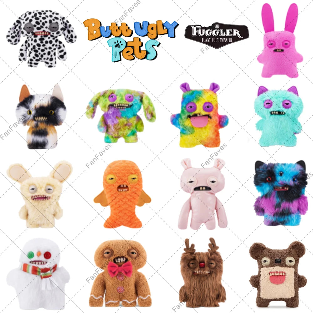 Butt Pet Ugly Fuggler Monster Series Original Plushies Rabbit Puppy Cat Dog Doll Reindeer Gingerbread Man Toy for Christmas Gift
