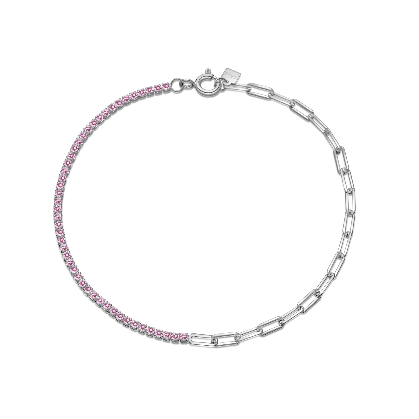 VEWANT 925 Sterling Silver Rainbow Colorful Zircon CZ Chain Bracelet Women Fine Jewelry Rock Punk Wedding Anniversary Gift