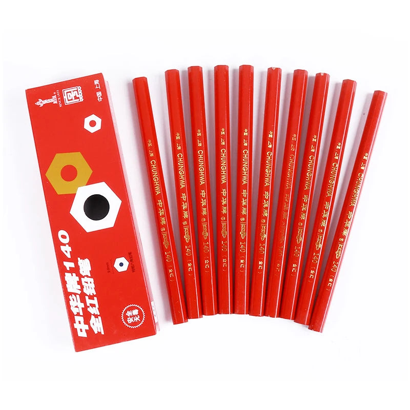 10Pcs Big Pencil,Red&Blue Double-Ended,Medical Science Laboratory Plotting Construction Wood Working Mark Stationery