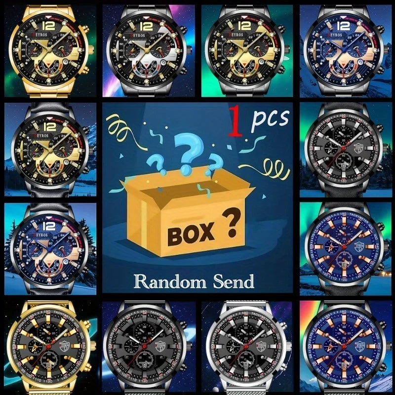 Mystery Box Random 1 Piece Fashion Round Dial Quartz Watch, Best Choice for Family, Friends, Birthday, Christmas