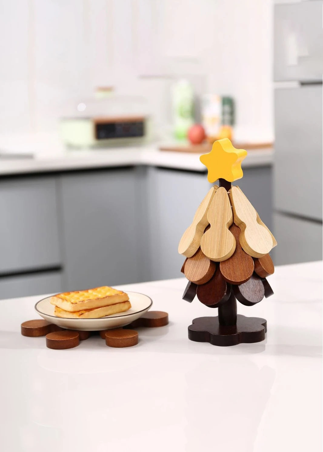 A tree heat insulation pad, solid wood coasters, home table decoration gourd high-temperature resistant placemats Christmas gift