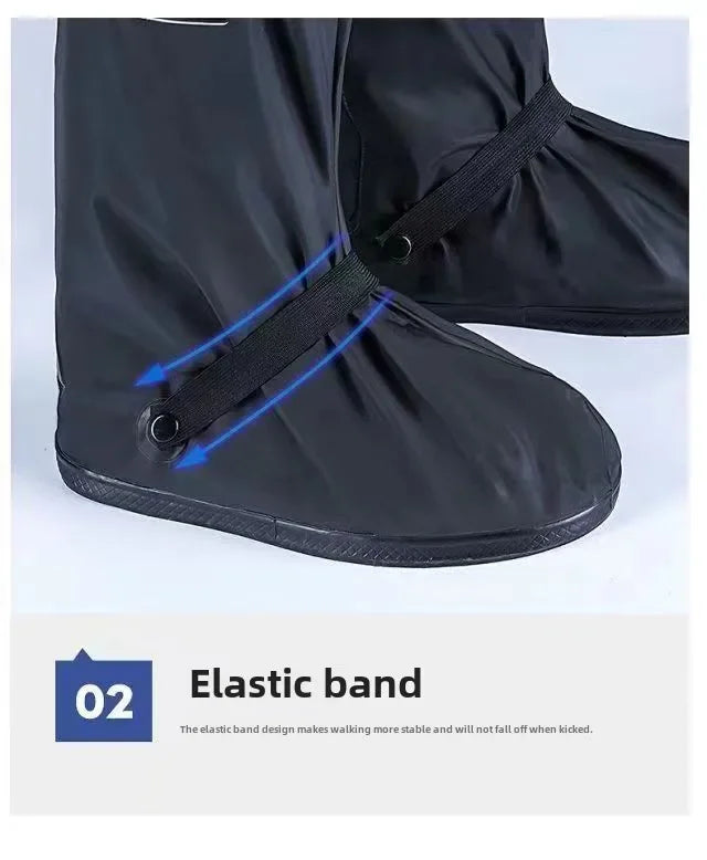 Rain Thickened Boot Shoe Cover Black Waterproof with Reflector High Top Non-slip Shoes Dust Covers Motorcycle Bike Rain Cover