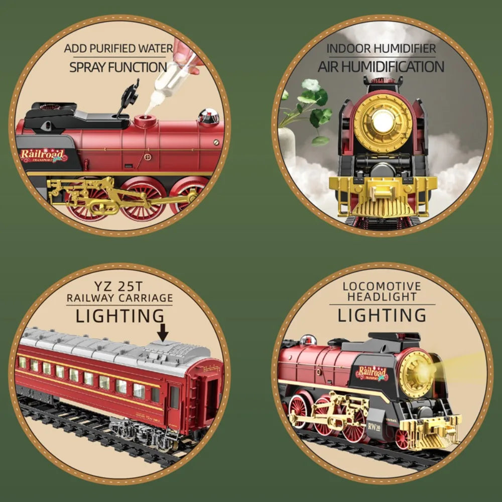 Classical Christmas Remote Control Train Toy Steam Track Sound and Light Christmas Gift Toy