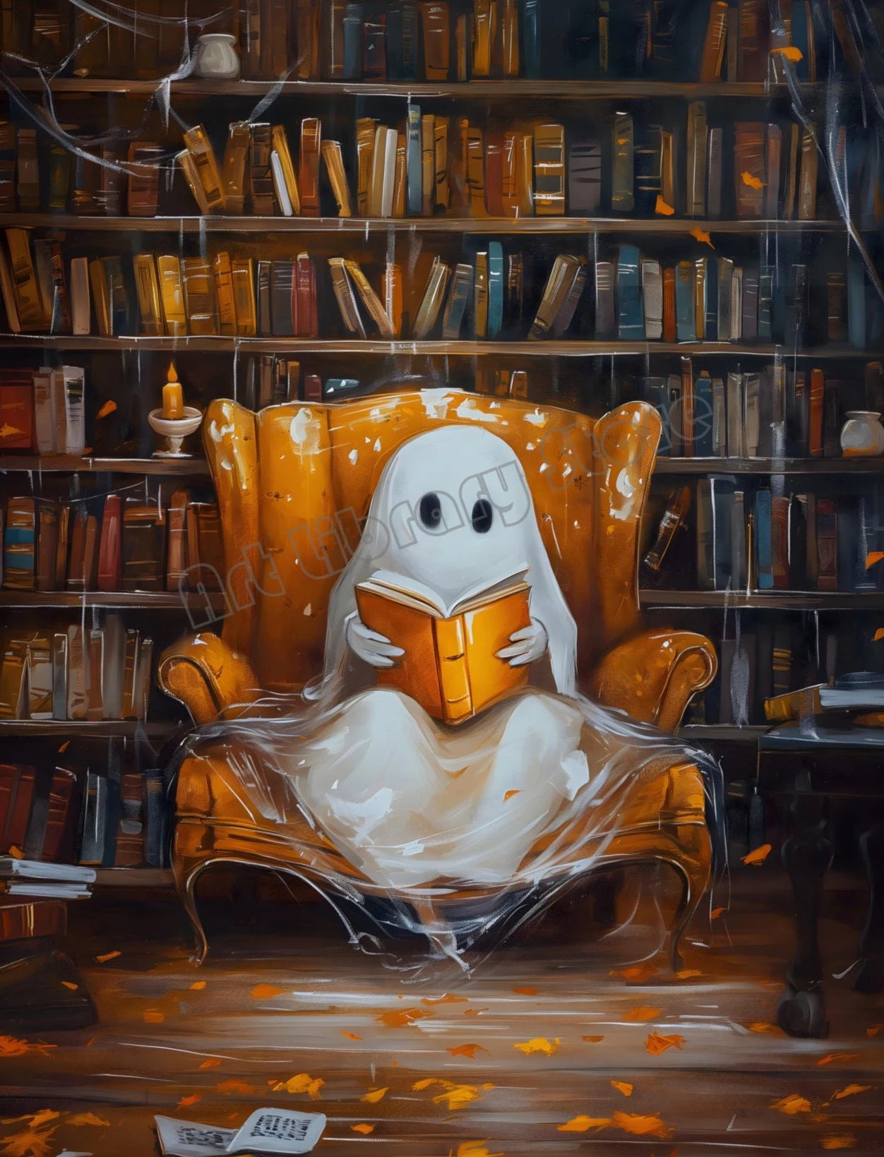 Spooky Halloween Town Folk Magical Forest Ghost Pumpkin Illustration Poster Canvas Painting Wall Pictures Holiday Home Decor
