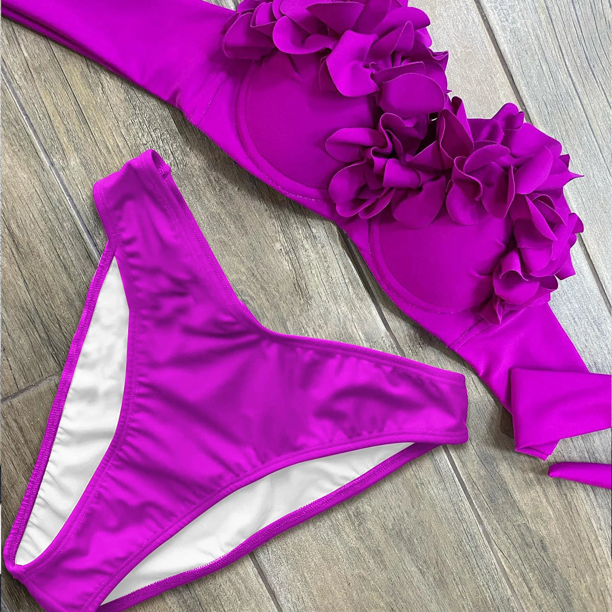 Sexy Push Up Two Pieces Swimwear Hight Waist Bikini Sets Women Swimwear New Printed Ruffle Bandage Bathingsuit Beach Wear 2024