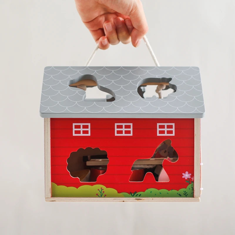 Children Montessori Wooden Toys Dinosaur Car Animal Park Barn Toy Wooden Stacking Game Kid Educational Toy Christmas Gift