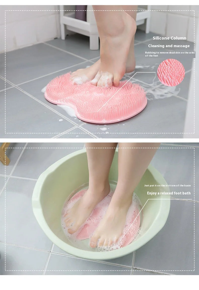 Rubbing Foot Pads, Silicone Foot Massaging Tools, Bathroom Foot Massage Pads, Bathing Foot Brushes, Lazy People Bathing Back Mas