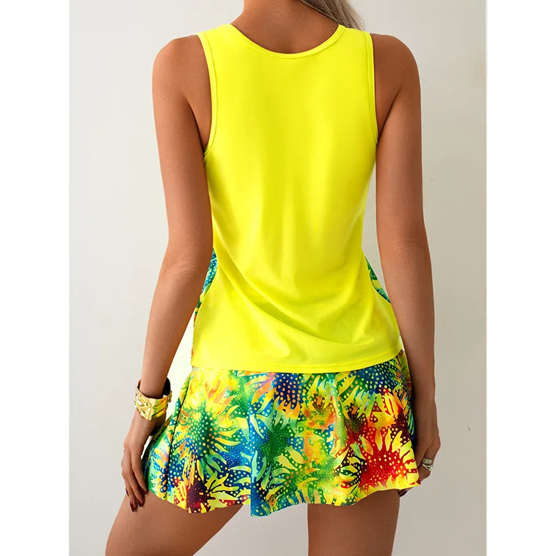 Summer Beach Women Yellow Bikinis 2pcs Set Fashion Cover Ups Bikini Set Beachwear Bathing Suit Swimming Suits Women Clothing New