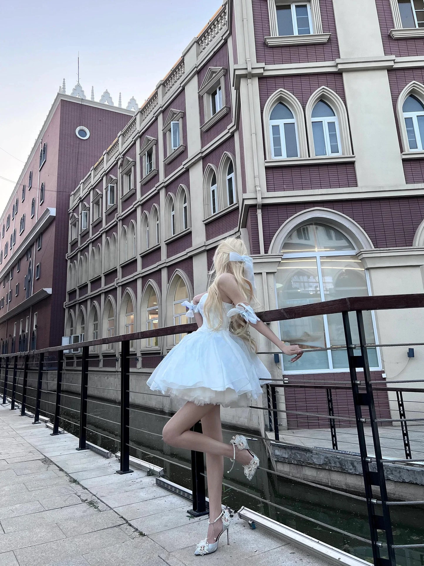 French Style Flower Wedding Dress Lolita Sweet Girl Women Fairy Tube Top Sling Dress with Long Cardigan Birthday Princess Dress