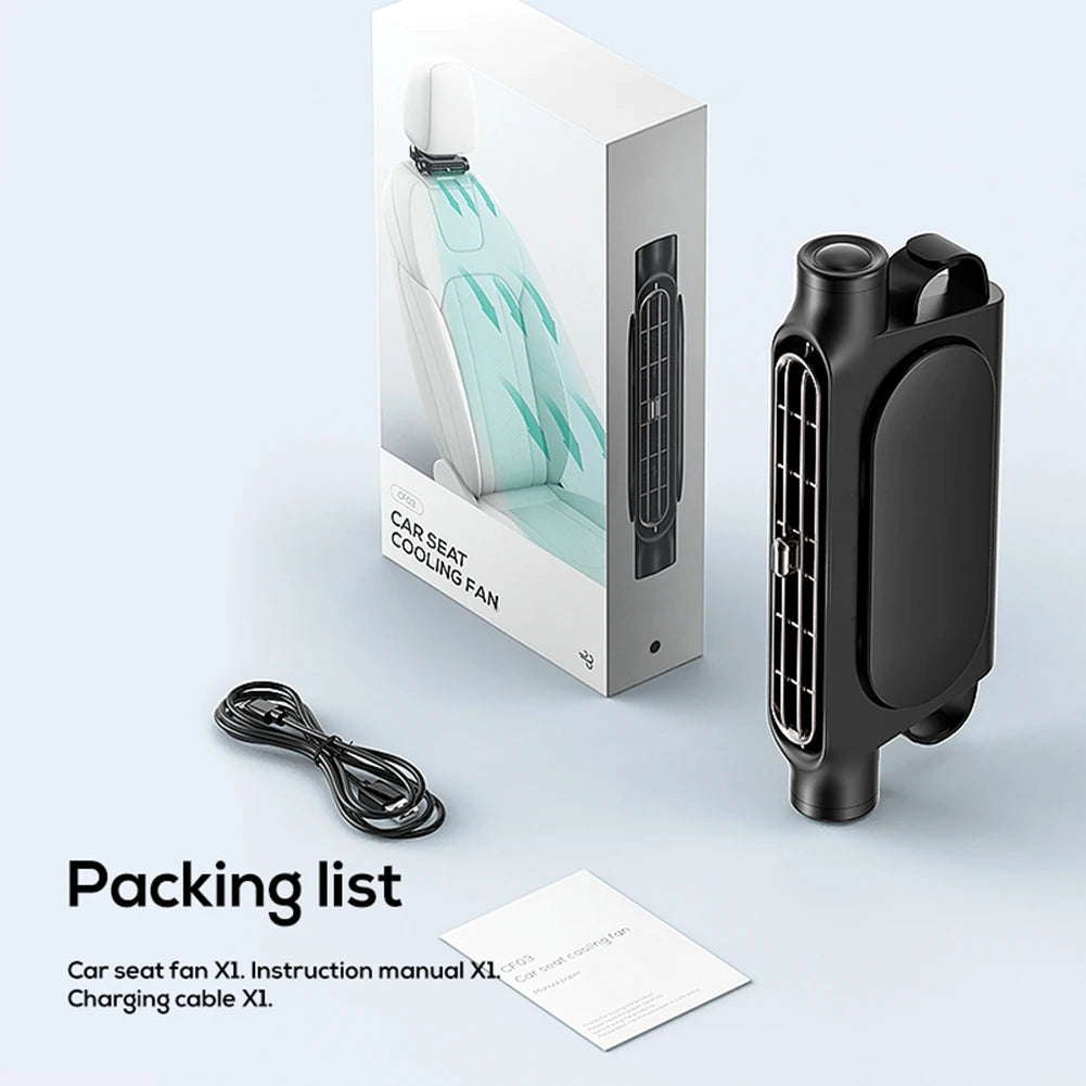 Car Backseat Cooling Fan Electric Auto Backseat Car Fan 3 Speeds Adjustable Wind Speeds Cooling Tool for Mini Cars RVs Sedans