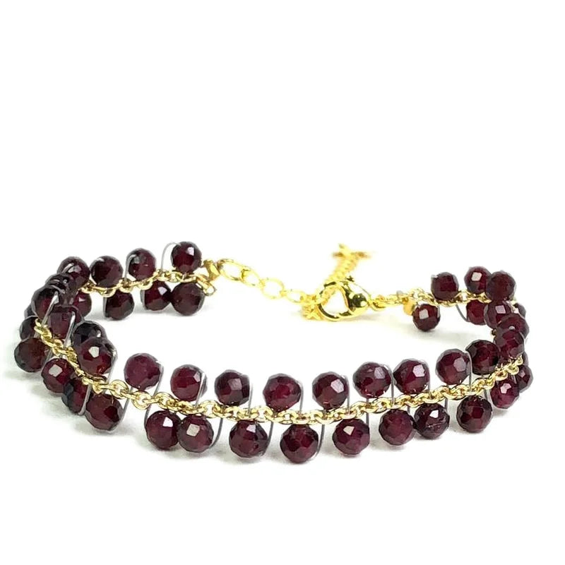 natural multifaceted 3-4mm stone Tourmaline garnet crystal quartz bracelet Women Jewelry Party /Wedding Luxury Gift Set Handwork