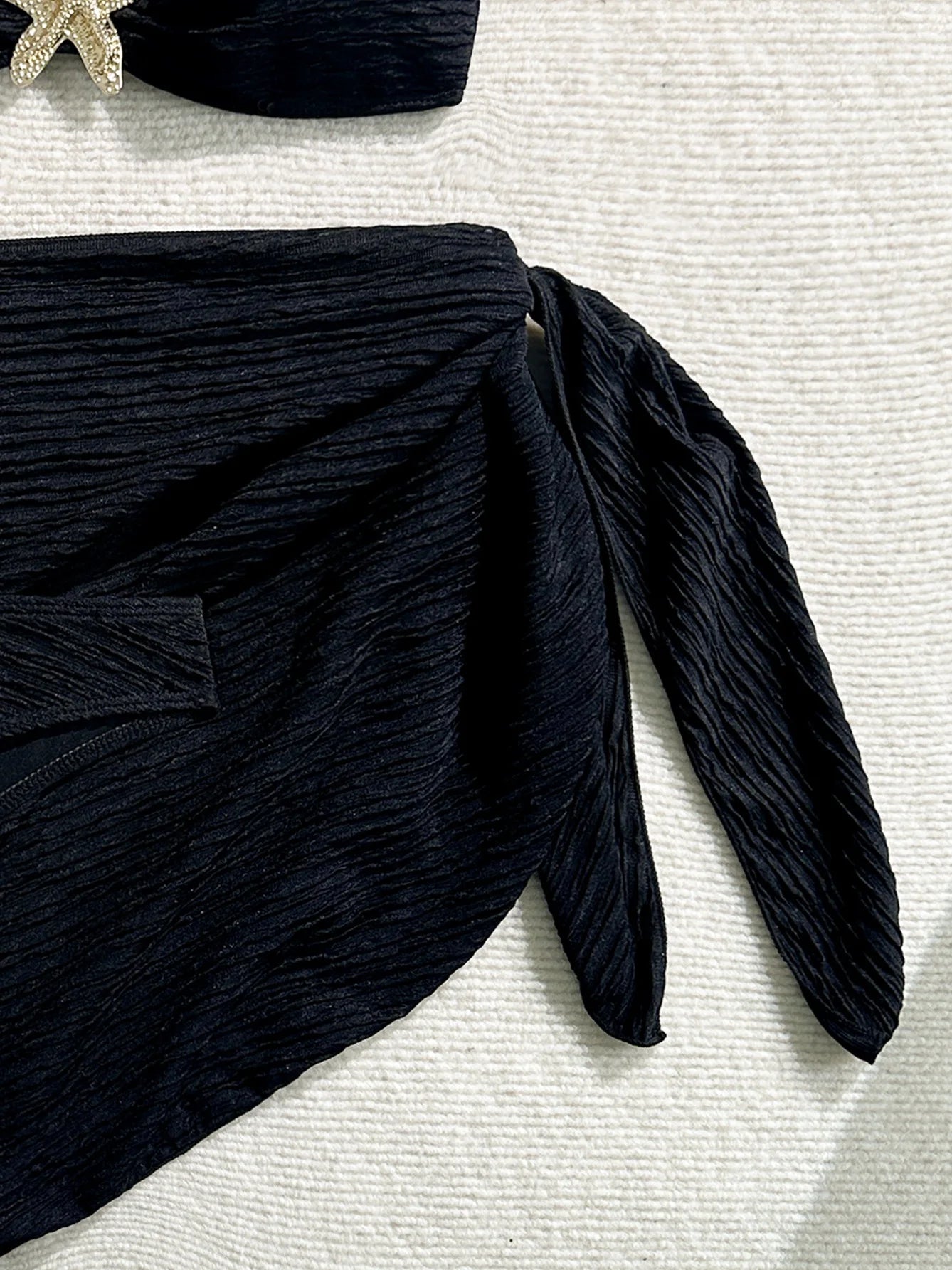 Sexy Metal Starfish Bikinis Set Women Brown Bandeau Push Up Mesh Skirt 3 Piece Swimsuit 2025 Beach Bathing Suit Holiday Swimwear