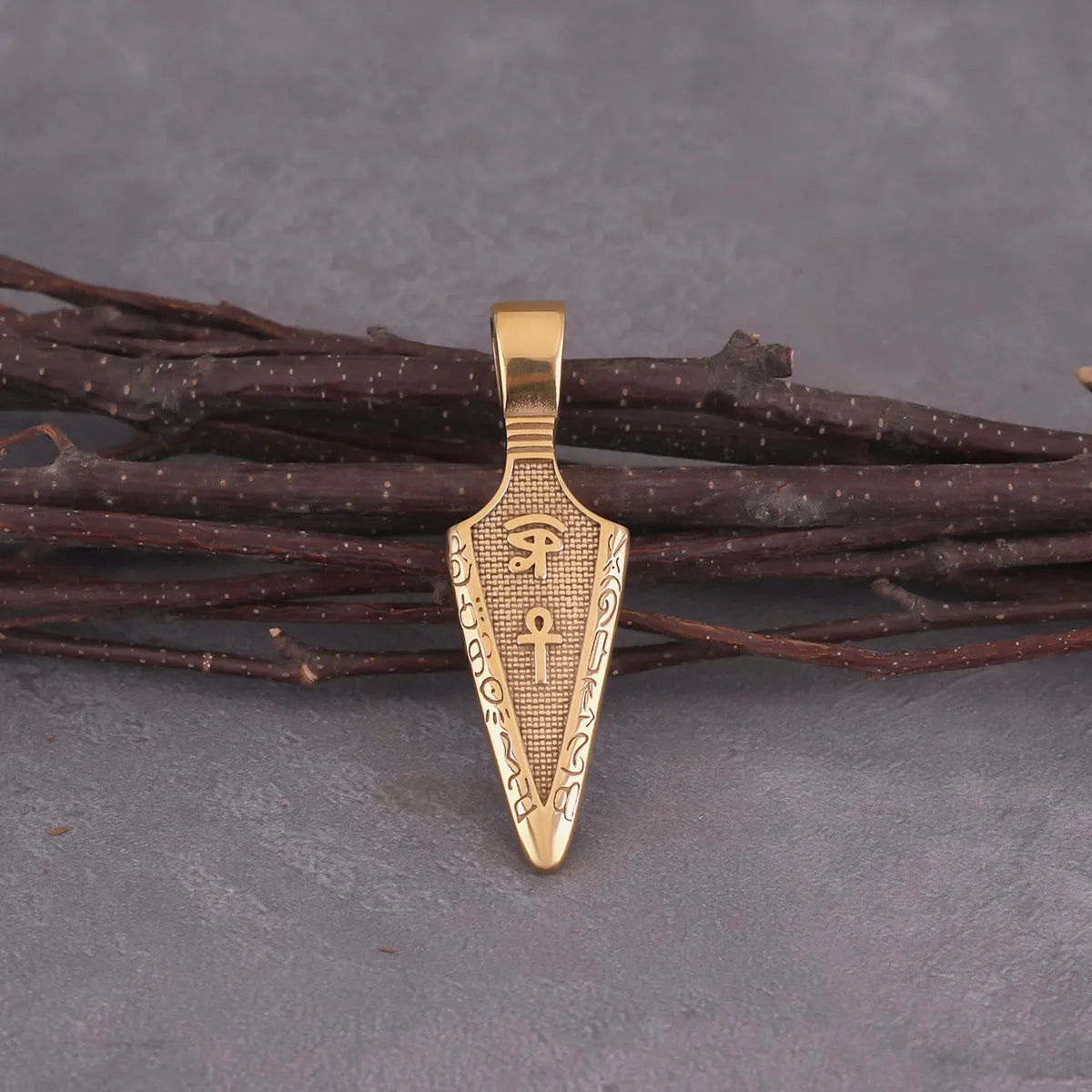 Vikings Stainless Steel Weapon Spear Necklace Scandinavia Rune Amulet Pendant Fashion Men Eye of Horus Gold Color Jewelry Gift