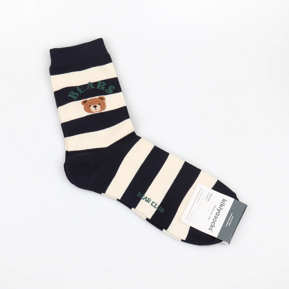 1 Pair Cartoon Gentleman Bear Men's Socks Comfortable Harajuku Skateboard Socks Novelty Breathable Christmas Gift Factory Direct