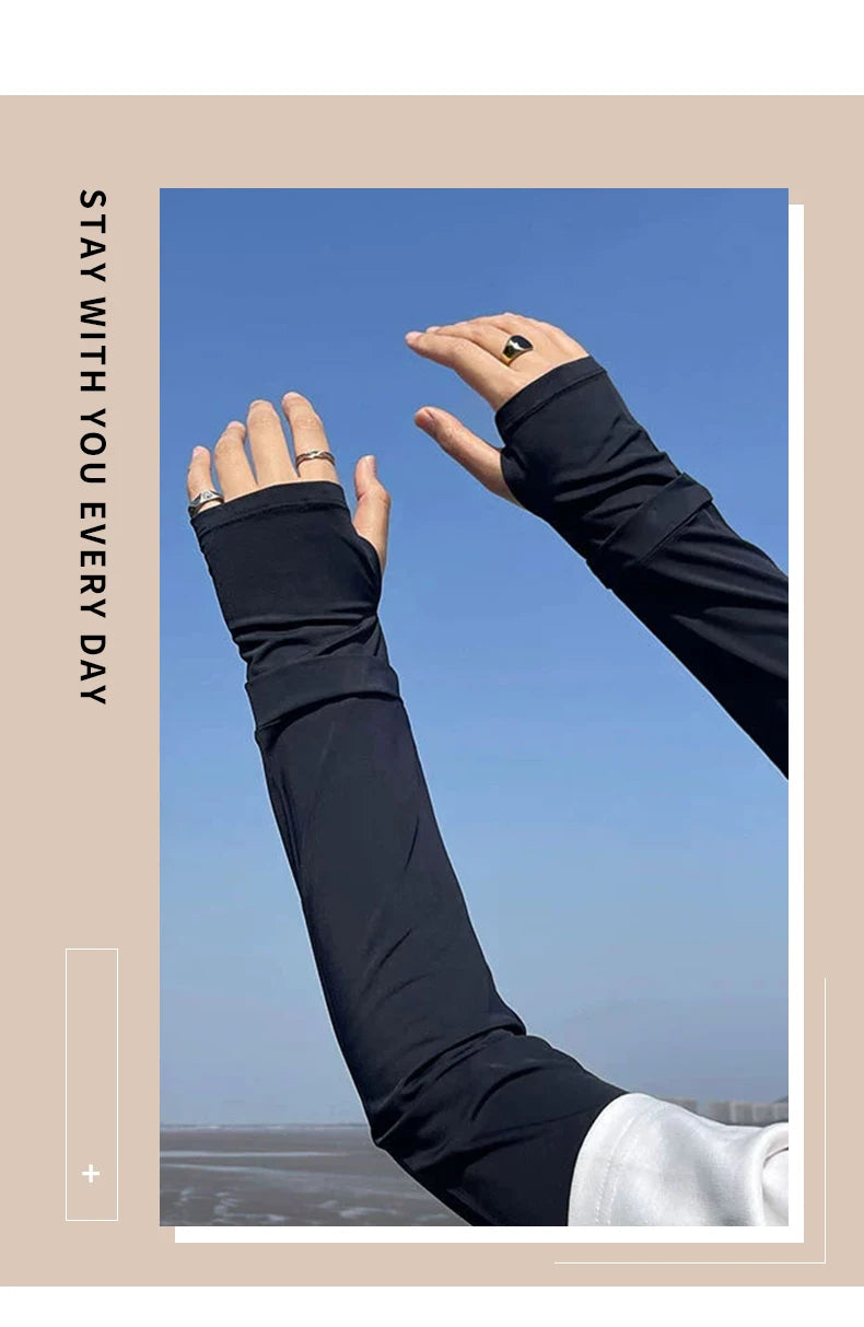 Arm Sleeves with Thumb Hole UV Protection Cooling Arm Sleeves Summer Arm Cover for Sports Workouts Cycling Driving
