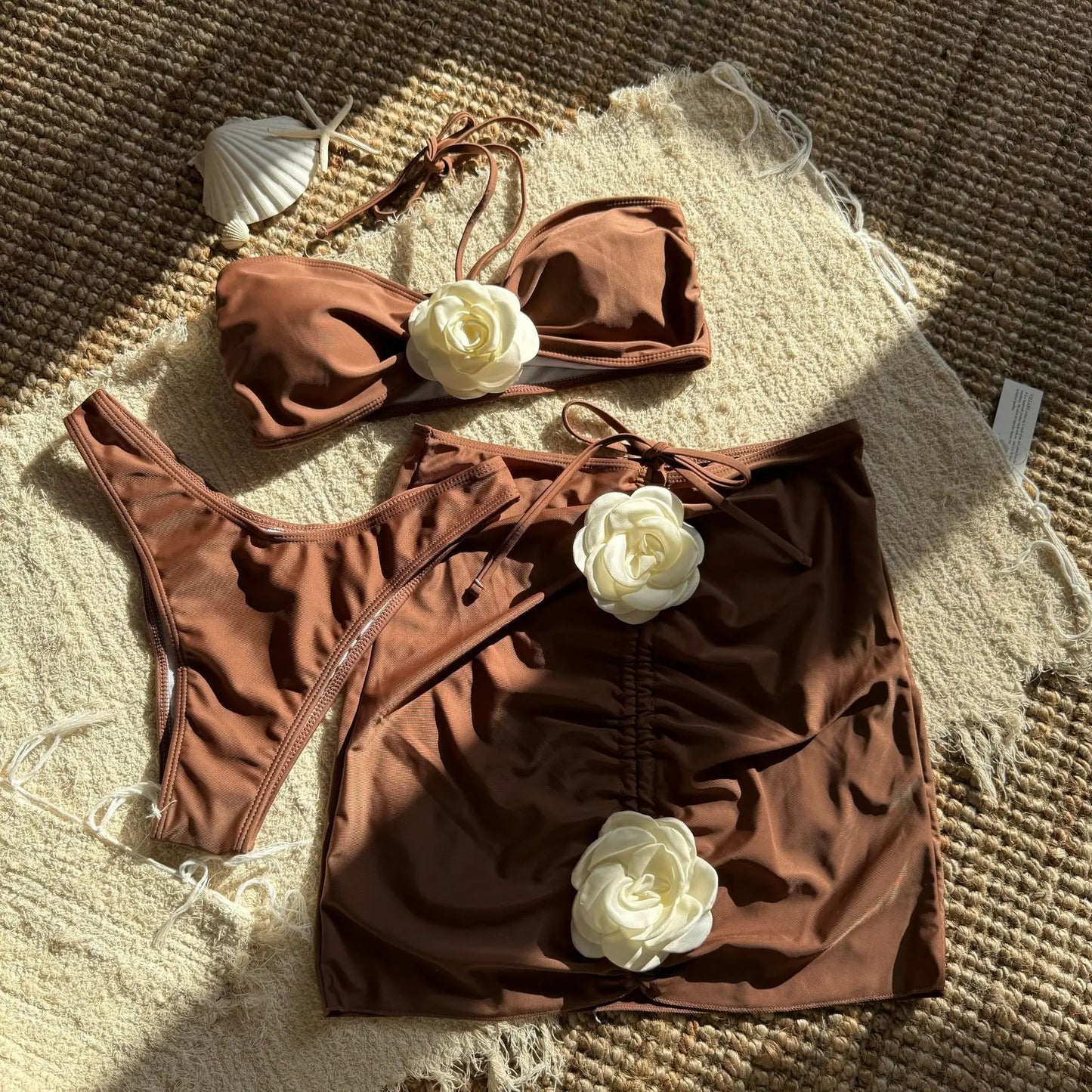 Bikini Set With Skirt 3 Pieces Swimwear 2024 Trend Sexy Halter Swimsuit Women Bathing Suit Black Apricot Bikinis