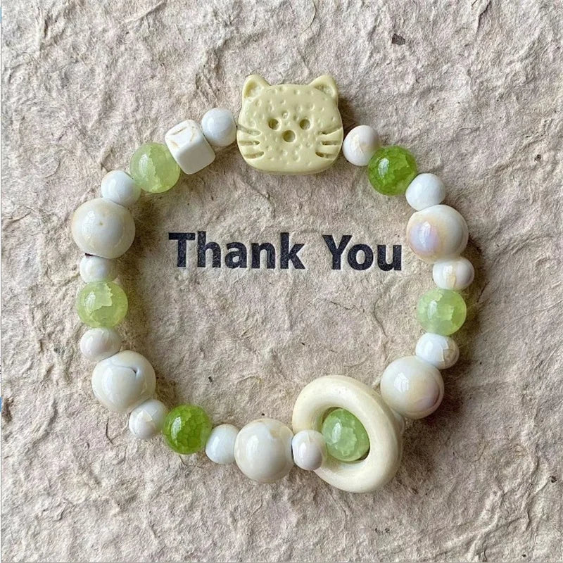 Handmade Ceramic Star Cat Bracelet Cartoon Korean Style Fresh Bracelet Jewelry Accessories Bead Cute Bead Bracelet Women