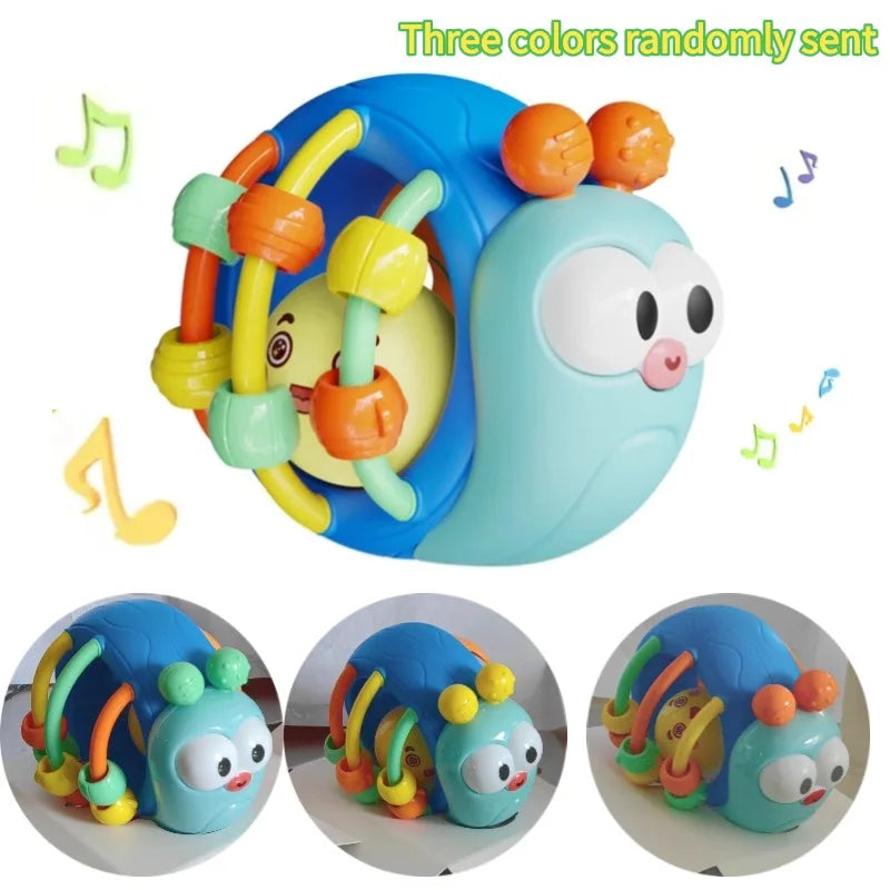 Cute Hand-Held Snail Baby Rattle Early Education Puzzle Toy Plastic Ball Birthday Christmas Gift for Infants