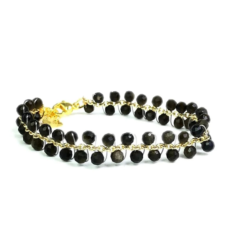 natural multifaceted 3-4mm stone Tourmaline garnet crystal quartz bracelet Women Jewelry Party /Wedding Luxury Gift Set Handwork