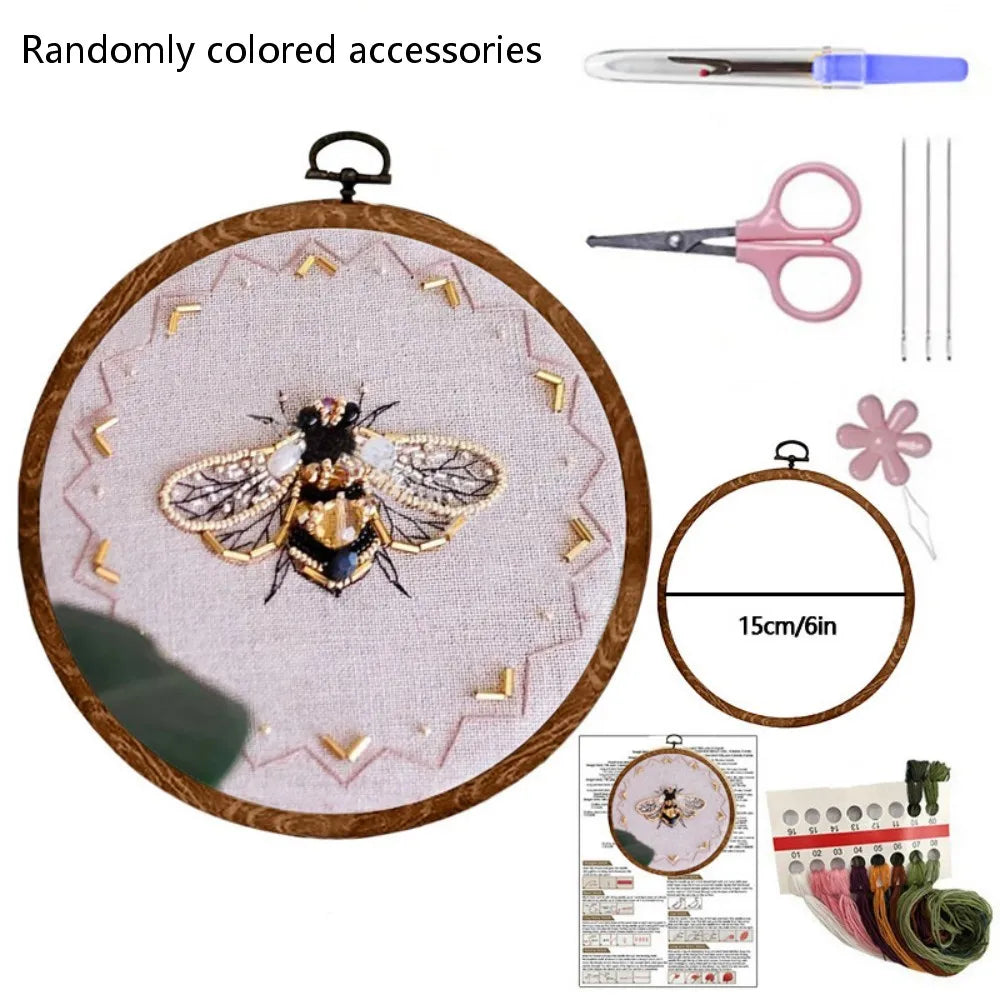Insect Bead Embroidery DIY Craft Kit Cartoon Cross Stitch Insect Series Bead Embroidery Engraved Insect Pattern Set