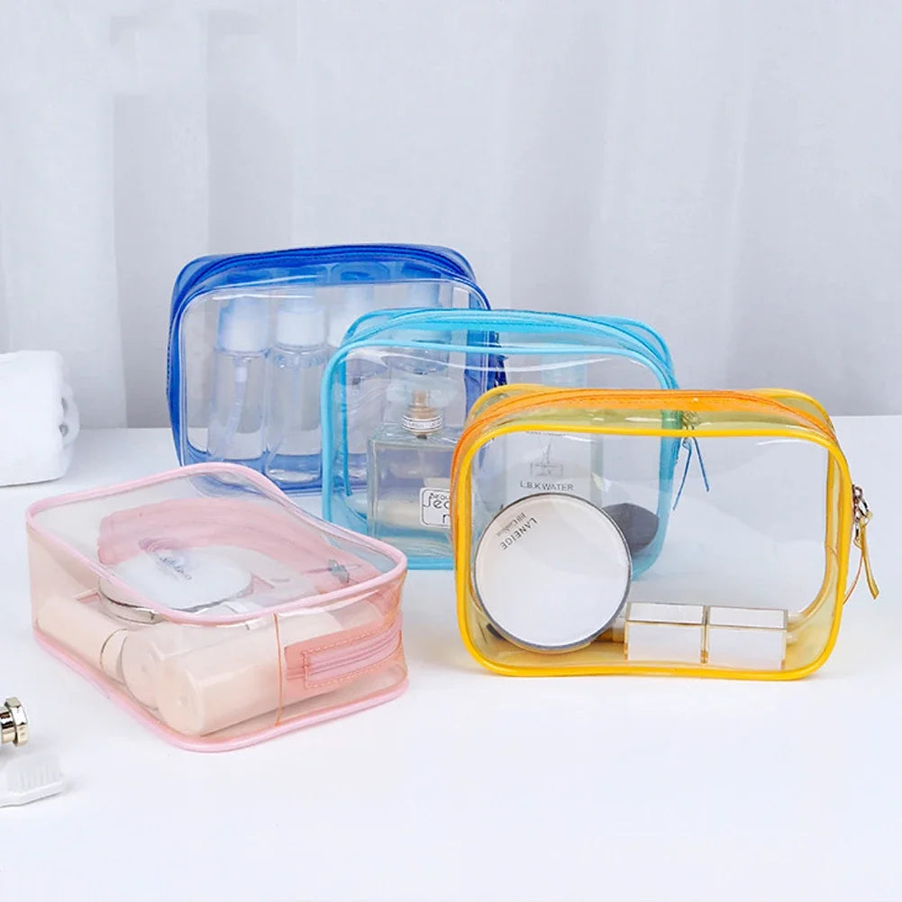 Travel Storage Bag Cosmetic Bags PVC Waterproof Transparent Cases Large Capacity Plastic Zipper Wash Bag Portable Make Up Pounch