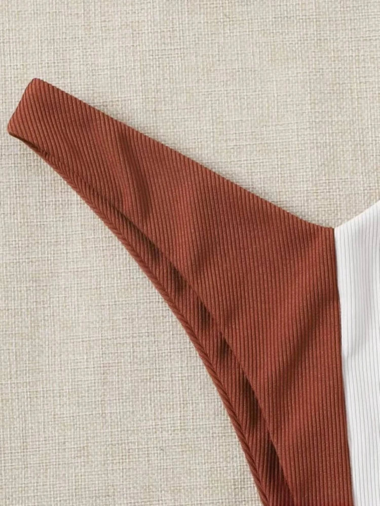 Bikinis 2025 New Red Color Swimsuit One Shoulder Women Swimwear Bathing Suit Female Off Shoulder Two Pieces Bikini Set Biquini