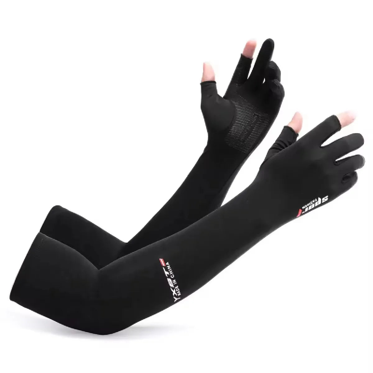Ice Silk Sleeves Women Summer Sun Protection Men Fishing Cycling Breathable Two-Finger Non-Slip Gloves Arm Warmer Driving Sleeve